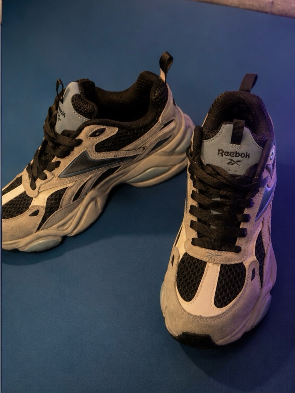 Reebok Women’s Black, White & Gray Chunky Trainer